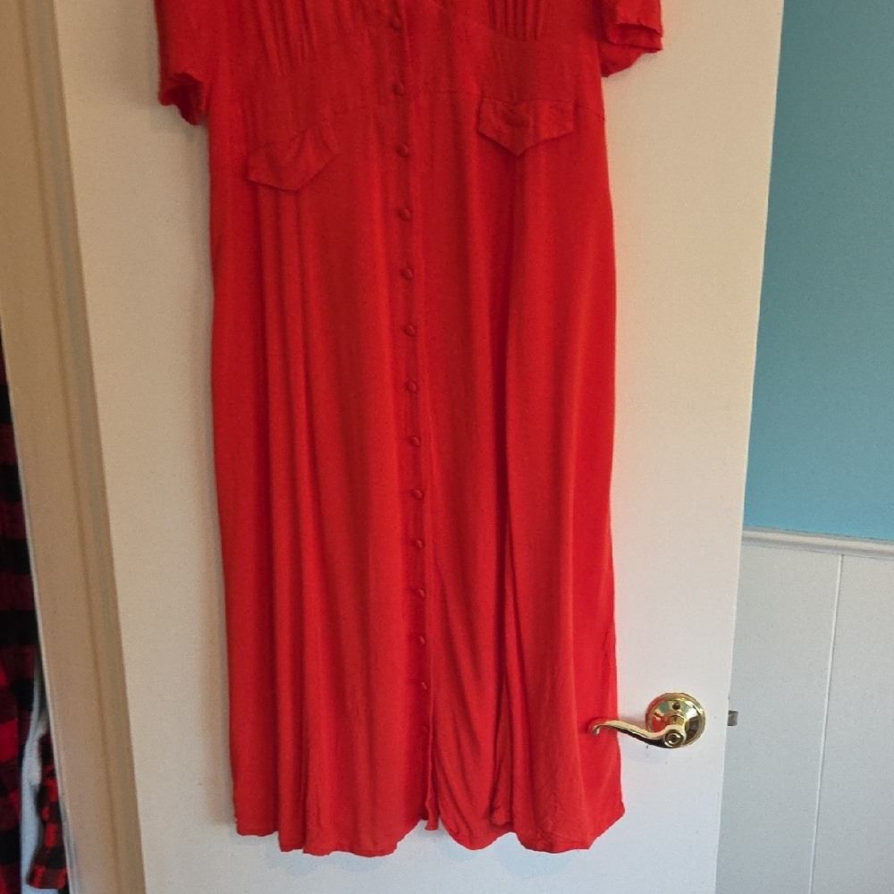 ASOS Red Orange Maxi Dress - Size 12 - Picture 5 of 7